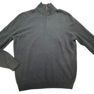 Nordstrom Cashmere Sweater Mens XL Blue Long Sleeve Mock Neck Quarter Zip Preppy